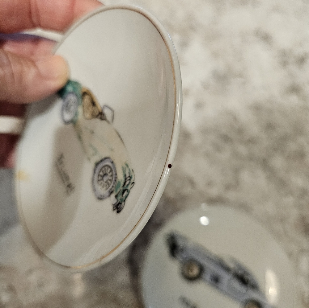 Vintage Lefton China Butter Pat Plate Featuring Vintage Cars - Picture 6 of 9
